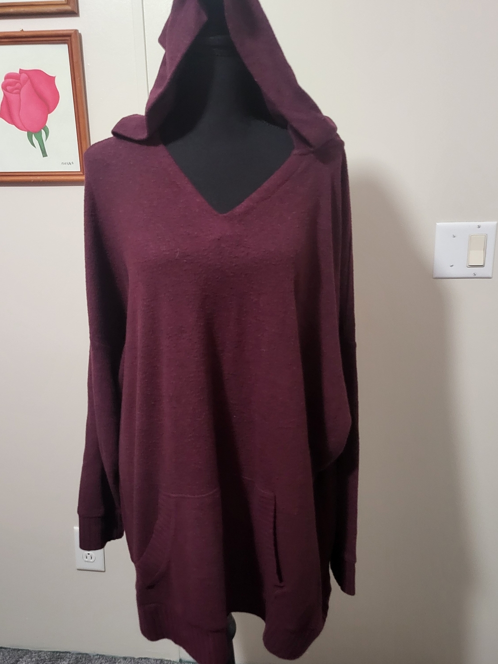 torrid Plum Hooded V-Neck Sweater Tunic
